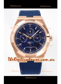 Vacheron Constantin Overseas Perpetual Calendar Ultra-Thin Blue Dial Rose Gold Casing Replica