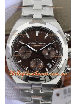 Vacheron Constantin Overseas Chronograph Brown Dial Swiss Replica Watch - Stainless Steel Strap