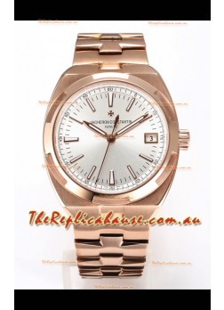 Vacheron Constantin Super Clone Overseas 1:1 Mirror Swiss Replica Watch in Rose Gold Steel Dial