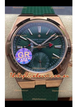 Vacheron Constantin Overseas Dual Time Rose Gold 1:1 Mirror Swiss Replica Watch in Green Dial