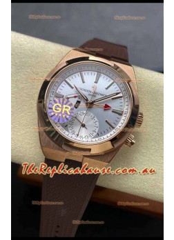 Vacheron Constantin Overseas Dual Time Rose Gold 1:1 Mirror Swiss Replica Watch in Steel Dial