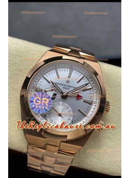 Vacheron Constantin Overseas Dual Time Rose Gold 1:1 Mirror Swiss Replica Watch in Steel Dial