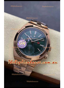 Vacheron Constantin Overseas Dual Time Rose Gold 1:1 Mirror Swiss Replica Watch in Green Dial