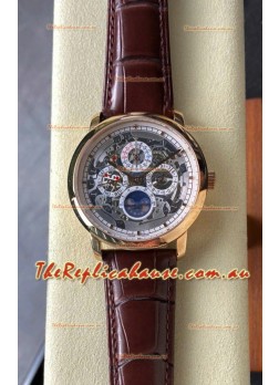 Vacheron Constantin Patrimony Traditionelle Rose Gold Skeleton Swiss Replica Watch  