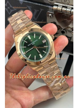 Vacheron Constantin Super Clone Overseas 1:1 Mirror Swiss Replica Watch in Rose Green Steel Dial