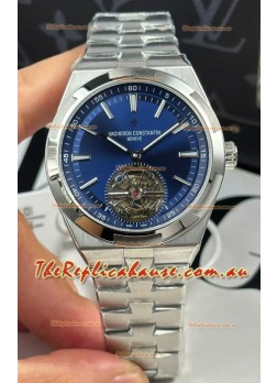 Vacheron Constantin Overseas Tourbillon Stainless Steel in Blue Dial Gold Strap 1:1 Mirror Replica