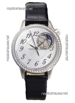 Vacheron Constantin Egerie Muse Moonphase 904L Steel Casing in White Dial Swiss Replica Watch 