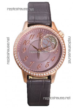 Vacheron Constantin Egerie Muse Moonphase Rose Gold Casing in Brown Dial Swiss Replica
