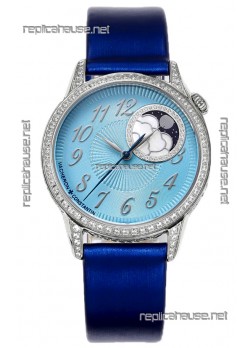 Vacheron Constantin Egerie Muse Moonphase 904L Steel Casing in Blue Dial Swiss Replica