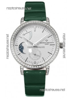 Vacheron Constantin Traditionelle Moon Phase White Dial in Steel Case Swiss Replica