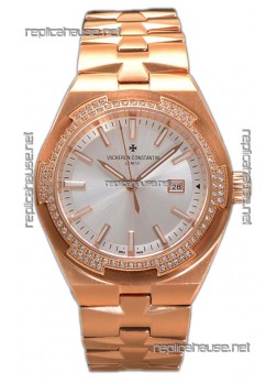 Vacheron Constantin Overseas Rose Gold Steel Dial 35MM Swiss Replica Watch 