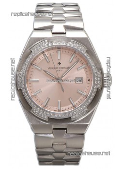 Vacheron Constantin Overseas Steel Casing Pink Dial 35MM Swiss Replica Watch 