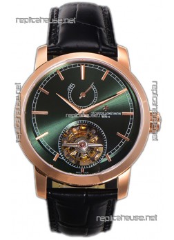 Vacheron Constantin Traditionelle 14-Day Tourbillon Green Dial Rose Gold 1:1 Mirror Replica Watch 