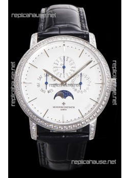 Vacheron Constantin Patrimony Perpetual Calendar Ultra-Thin White Gold White Dial Swiss Replica