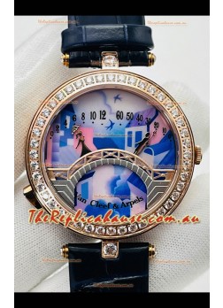 Van Cleef & Arpels Lady Arpels Pont des Amoureux in Rose Gold Dark Blue Strap