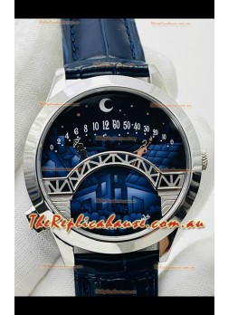 Van Cleef & Arpels Lady Arpels Pont des Amoureux in Stainless Steel Navy Blue Strap