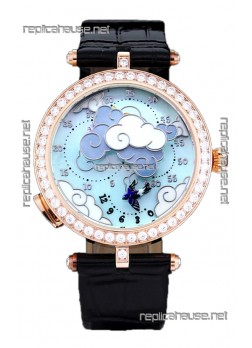 Van Cleef & Arpels Donde Des Papillons Rose Gold Casing Swiss Movement Replica Watch 