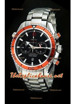 Omega Seamaster Planet Ocean Chronograph Japanese Watch in Orange Bezel