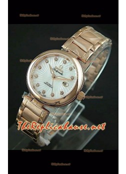 Omega Ladymatic Swiss Replica Watch in Pink Gold - 1:1 Mirror Replica