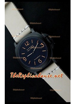 Panerai Luminor Marina Black Seal PVD Swiss Watch Tan Strap