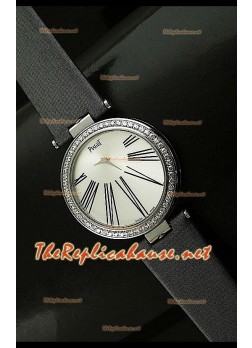 Piaget Altiplano Dial Time Swiss Quartz Watch in Grey Leather Strap
