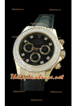Rolex Daytona Swiss Watch in Gold with Black Dial