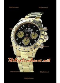 Rolex Daytona Swiss Replica Watch in Black Dial with Gold Sub Dials