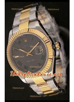 Rolex Datejust Mens Swiss Replica Watch in Two Tone - Grey Dial