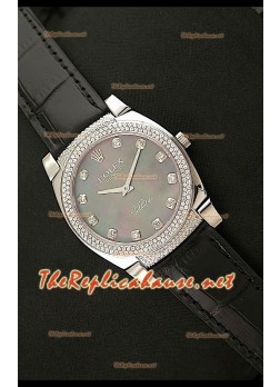 Rolex Cellini Japanese Quartz Replica All Black Diamonds Pearl Face