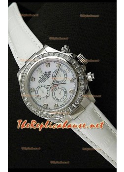 Rolex Cosmograph Daytona 7750 Movement Swiss Watch in White Leather Strap