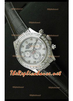 Rolex Cosmograph Daytona 7750 Movement Swiss Watch in Black Leather Strap