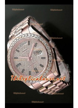 Rolex Day Date II Swiss Watch - 41MM in Rose Gold and Round Diamonds Bezel 