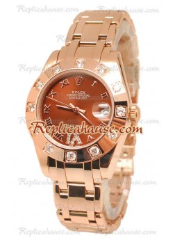 Datejust Rolex Japanese Wristwatch in Rose Gold and Brown Dial - 36MM ROLX-20101368