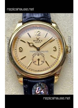 Rolex 1908 Perpetual in Yellow Gold Casing Gold Dial Swiss Replica Watch 