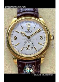 Rolex 1908 Perpetual in Yellow Gold Casing White Dial Swiss Replica Watch 