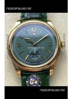 Rolex 1908 Perpetual in Yellow Gold Casing Green Dial Swiss Replica Watch 