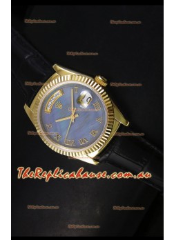 Rolex Day Date 36MM Yellow Gold Swiss Replica Watch - Blue MOP Dial