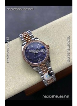 Rolex Super Clone Datejust 31MM Purple Dial Rose Gold Super Clone Watch 