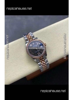 Rolex Super Clone Datejust 31MM Black Dial Rose Gold Super Clone Watch 