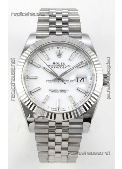 Datejust Super Clone 126334 White Dial 41MM FREE SPRUNG MVMNT 3235 Watch 