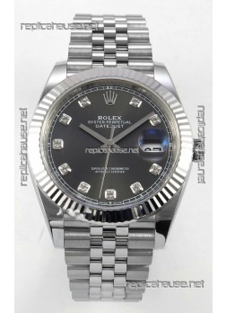 Datejust Super Clone 126334 Grey Diamonds Dial 41MM FREE SPRUNG MVMNT 3235 Watch 