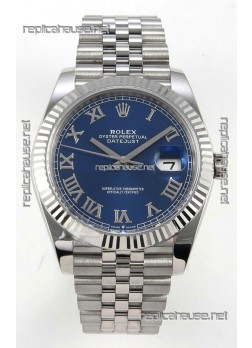 Datejust Super Clone 126334 Blue Roman Dial 41MM FREE SPRUNG MVMNT 3235 Watch 
