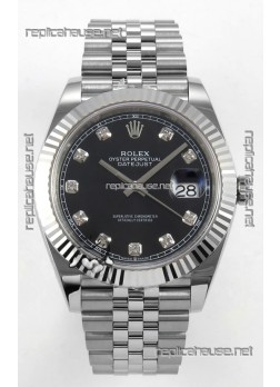 Datejust Super Clone 126334 Black Diamonds Dial 41MM FREE SPRUNG MVMNT 3235 Watch 