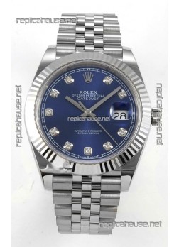 Datejust Super Clone 126334 Blue Diamonds Dial 41MM FREE SPRUNG MVMNT 3235 Watch 