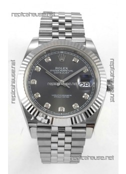 Datejust Super Clone 126334 Grey Diamonds Dial 41MM FREE SPRUNG MVMNT 3235 Watch 