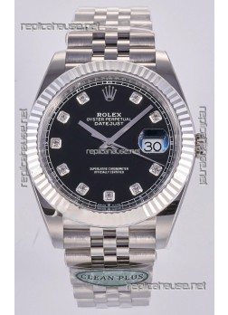 Datejust Super Clone 126334 Black Diamonds Dial 41MM FREE SPRUNG MVMNT 3235 Watch 