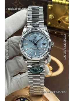 Rolex Day Date 228236 Stainless Steel ICE Blue Crystal Dial Super Clone Watch 