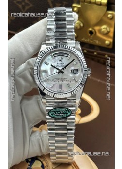 Rolex Day Date 228236 Stainless Steel Pearl Crystal Dial Super Clone Watch 