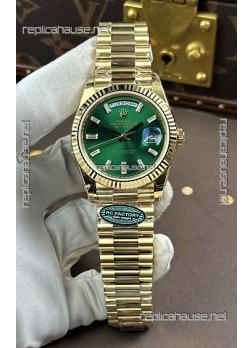 Rolex Day Date 228238 Yellow Gold Green Crystal Dial Super Clone Watch 