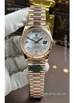 Rolex Day Date 228236 Rose Gold Pearl Dial Super Clone Watch 